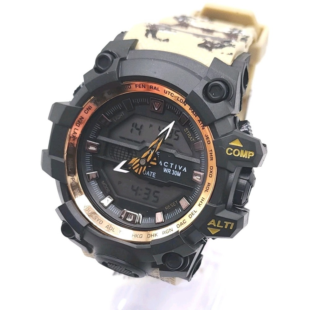 Activa Neo X Invicta Men's Digital Watch Black Camo Strap Chronograph 55 mm New